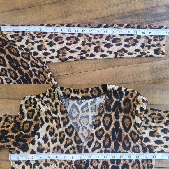 Animal Print Long Sleeved Button Cardigan with Pockets - Size Small - Picture 8 of 10